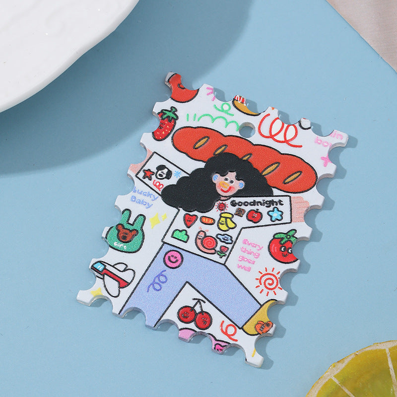 Wholesale 10pcs/ pack acrylic printed hanging pendant DIY mobile phone chain keychain